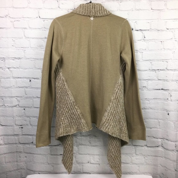 PrAna Tan Waterfall Wool Blend Knit Long Sleeve Open Cardigan Women’s Size M - Picture 4 of 15